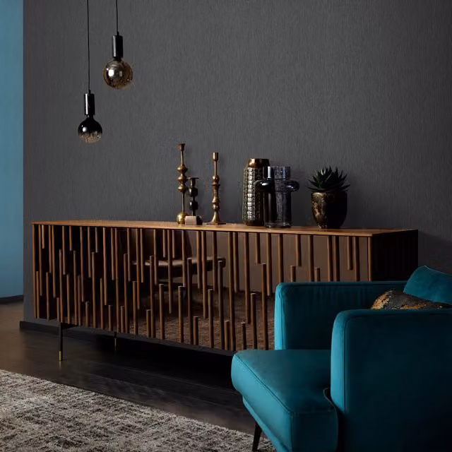 Erismann Modern Plain Pre-pasted Vinyl Wallpaper in Black and Grey