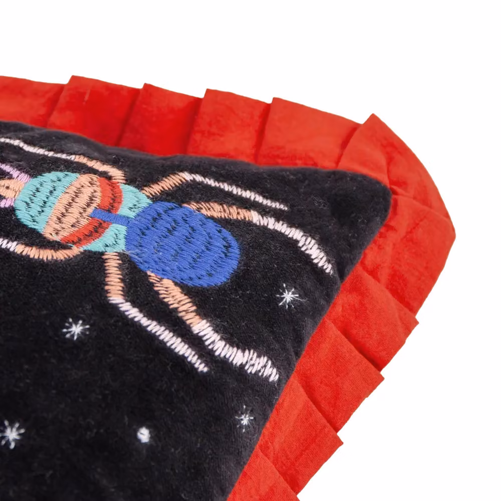 Wylder Tropics Darkling Beetles Embroidered Velvet Cushion in Black, W: 50 cm, H: 30 cm – 4