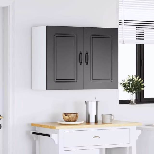 Berkfield Home Kalmar Black Wall Mounted Kitchen Cabinet in Engineered Wood H 80 cm x W 60 cm x D 31 cm – 1
