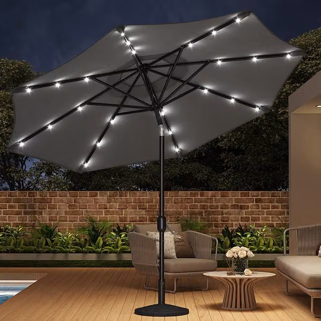 Livingandhome Cantilever Garden Parasol with Resin Base in Grey and Black