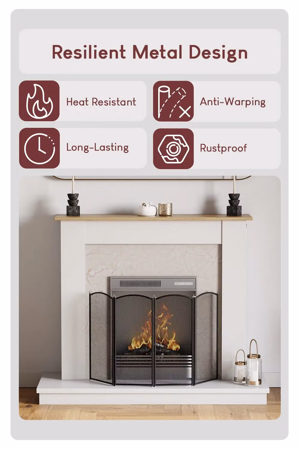 Home Discount Fire Vida Stanton 4 Panel Fireplace Shield Protector in Black – 2