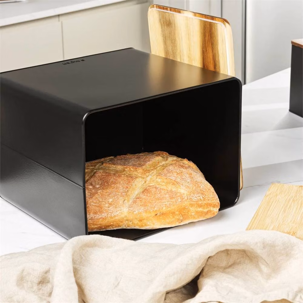 Nordara Toronto Bread Bin with Wooden Lid in Black – 4