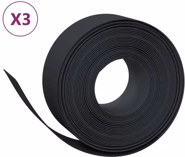 Berkfield Home Garden Edgings, 3 Pieces, Black, 10 m, Height: 20 cm, Polyethylene – 1