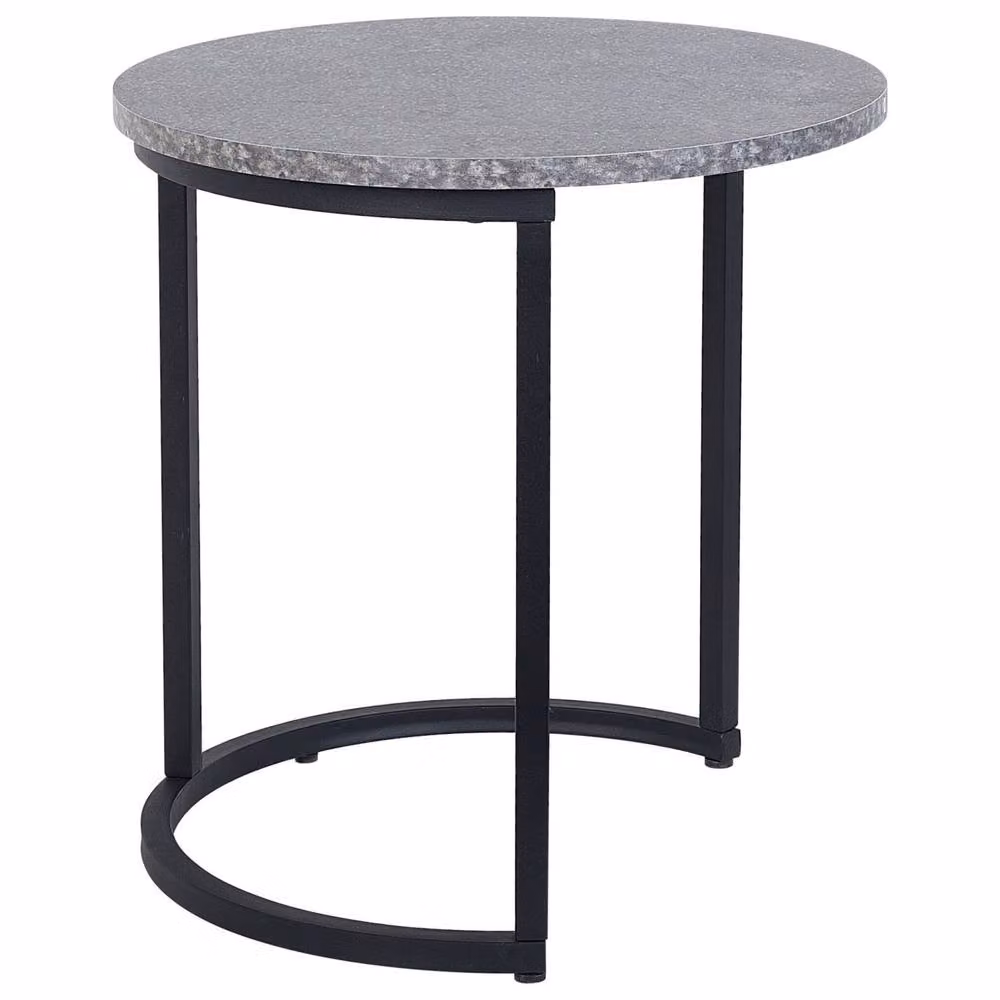 Wyld and Coco Two-Piece Round Nesting Tables in Grey Dark Concrete Effect – 3