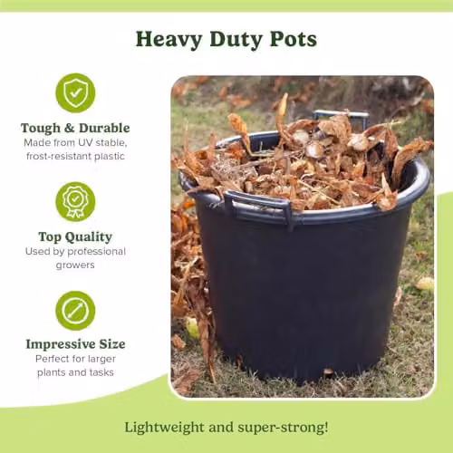YouGarden Pack of 4 Heavy Duty 30L Plastic Plant Pots in Black, Diameter: 40 cm – 5