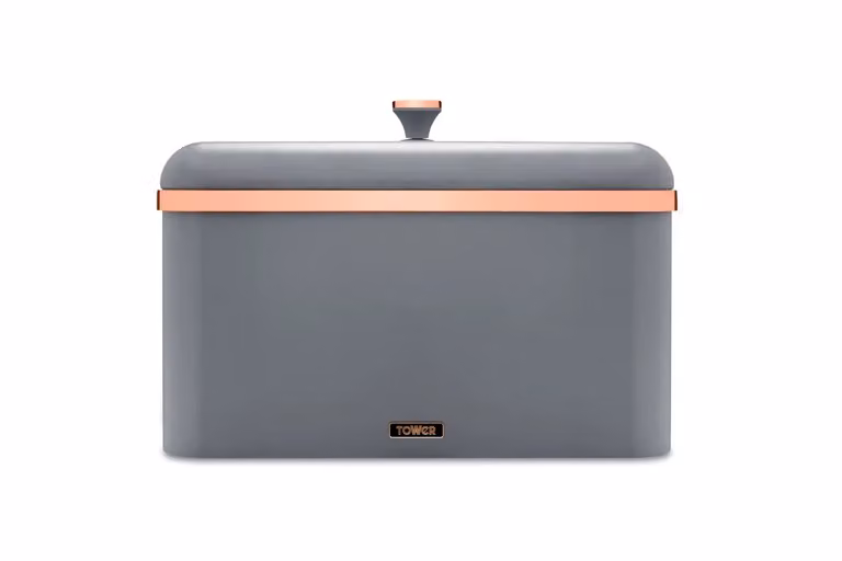 Tower Cavaletto Airtight Bread Bin and Three Canister Storage Set in Grey and Gold