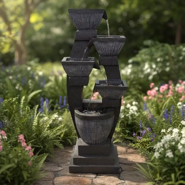 Tranquillity Solar Cascade Mains Water Feature in Grey