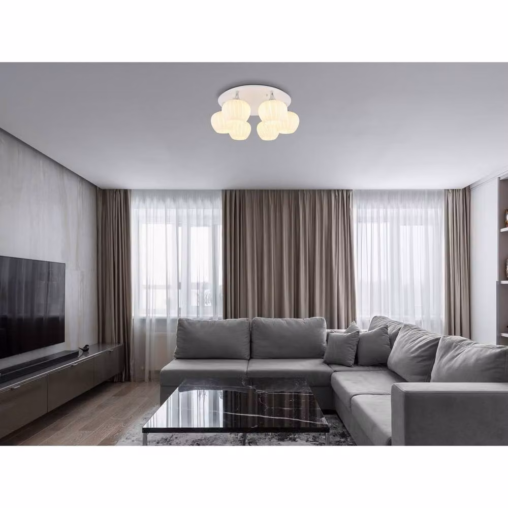Globo Lighting Netlighting Maxy Globe Ceiling Light with White Glass Sphere and Chrome Metal Finish, 6 x E27 – 4