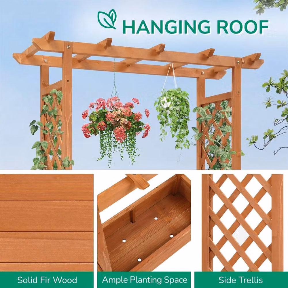 NESTLUNE Wooden Raised Garden Bed in Brown – 4