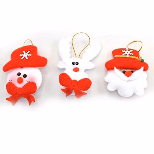 Shatchi 3-Piece Multicolour LED Flashing Soft Teddy Christmas Tree Hanging Decorations Set featuring Santa, Reindeer and Snowman