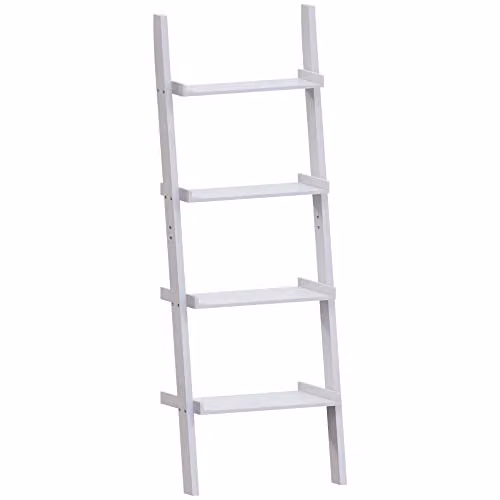 Vida Designs York 4 Tier Ladder Bookcase in White, H 154 x W 56 x D 29 cm