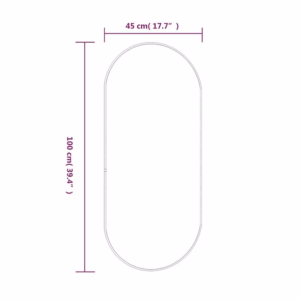 Berkfield Home Oval Wall Mirror in Black, W: 100 cm, H: 45 cm – 3