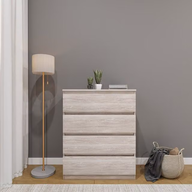 Seconique Modern 4 Drawer Chest in White and Grey