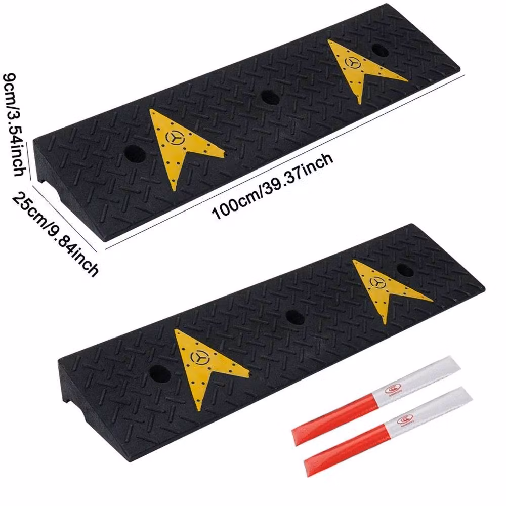 Ventryn Black Rubber Kerb Ramps for Caravans, Cars, Trucks, Garages and Wheelchairs, Length: 100 cm (Set of 2) – 2