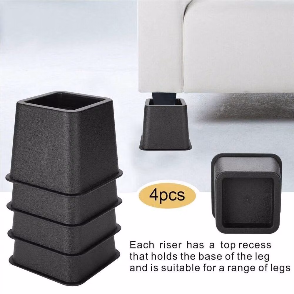 NESTLUNE 4 Pack Square Chair and Bed Risers Elephant Feet in Black – 3