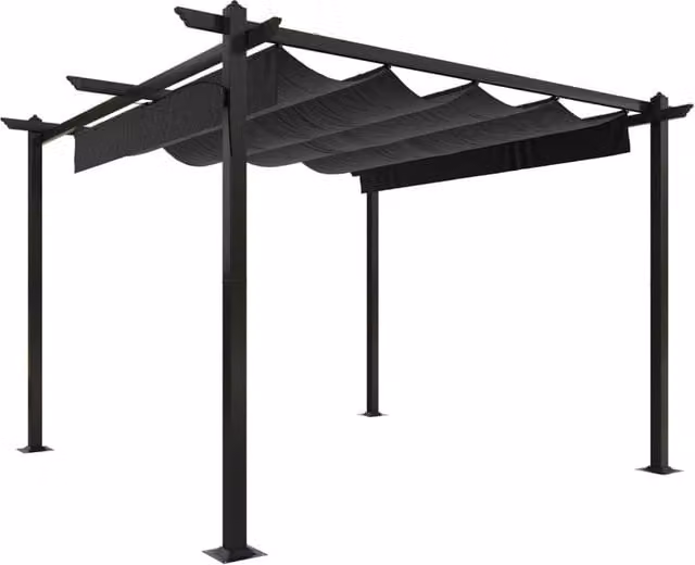 Berkfield Home Garden Gazebo with Retractable Roof, Anthracite and Black, W: 300 cm, D: 300 cm, H: 220 cm – 1