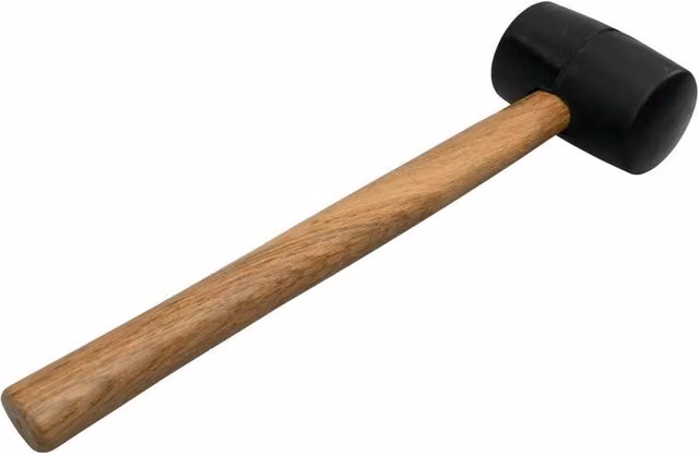 VOGREX Black Rubber Mallet with Wooden Handle, 22.5 cm