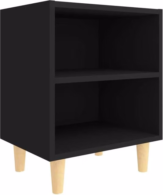 Berkfield Home Bed Cabinet in Black with Solid Wood Legs, W: 40 cm, D: 30 cm, H: 50 cm – 1