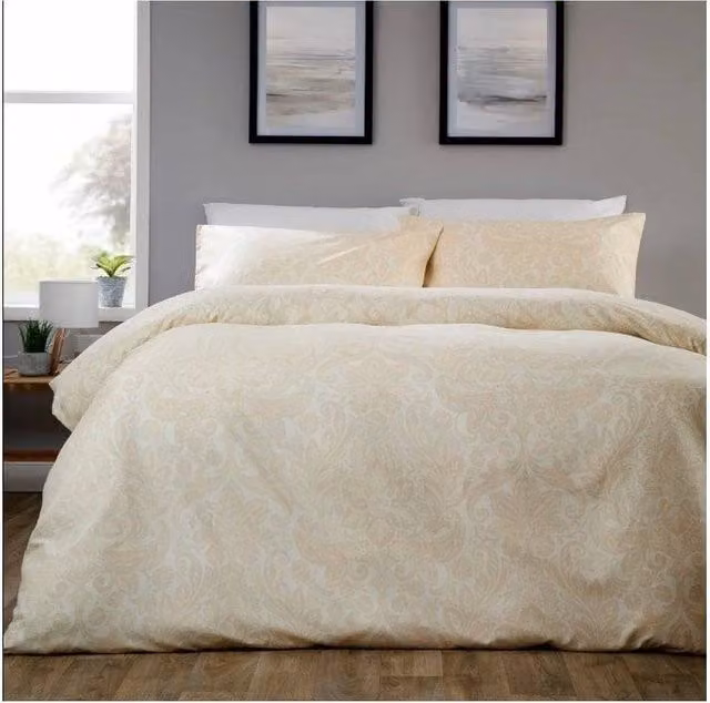 New Edge Blinds Aria Microfibre Duvet Cover in Beige/Sand, W: 180 cm, L: 200 cm – 1