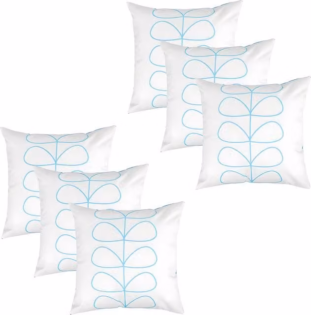 Gardenista Striped Printed Outdoor Scatter Cushion in Aqua, Blue, Beige and White, Set of 6