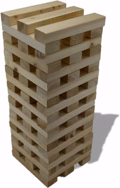 Samuel Alexander Giant Wooden Stacking Tumbling Tower in Brown and Beige