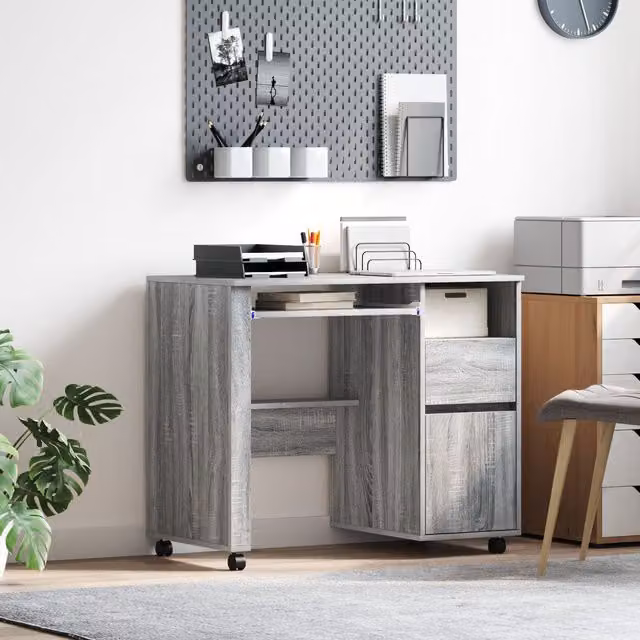Berkfield Home Grey Computer Desk in Sonoma Engineered Wood