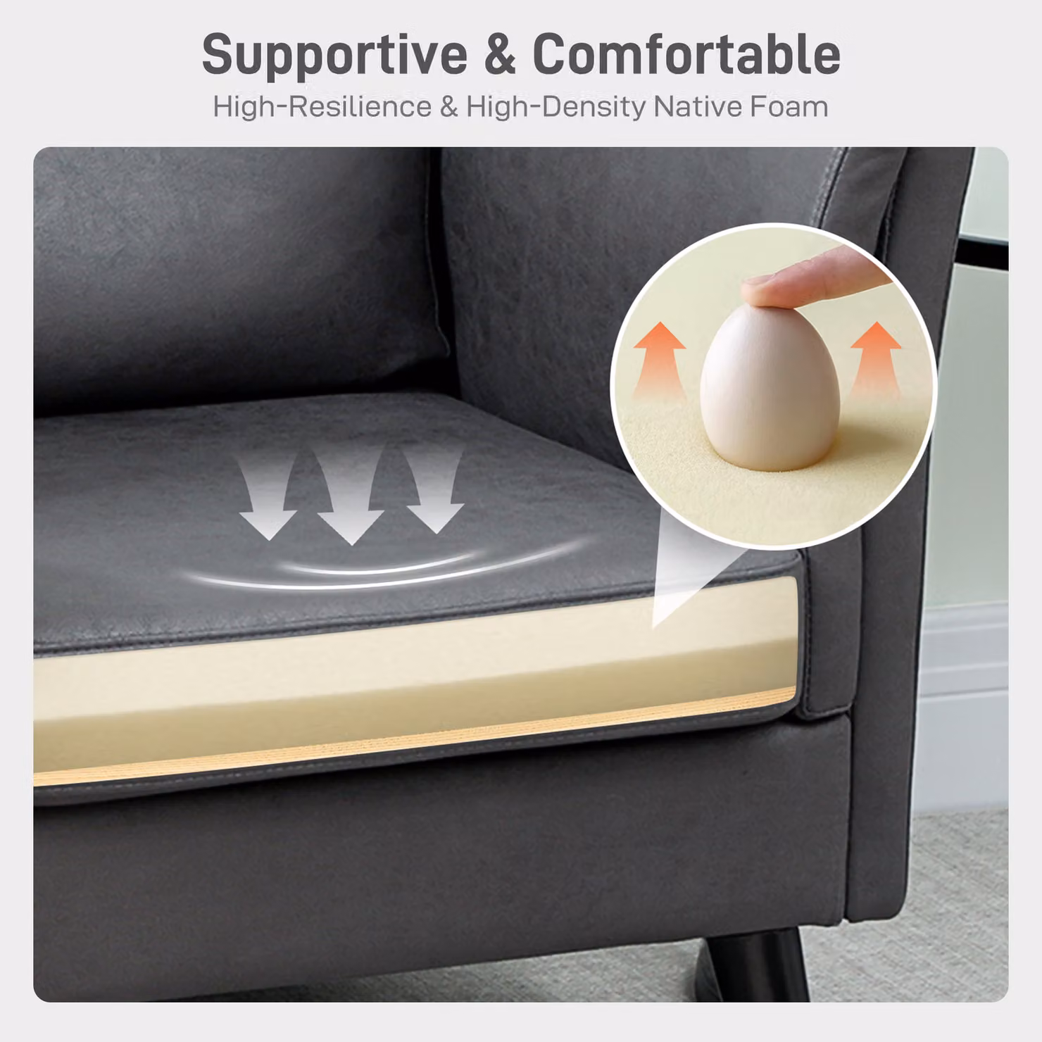 HOMCOM Two-Seater Leathaire Sofa in Grey with Synthetic Leather and Foam Upholstery – 3
