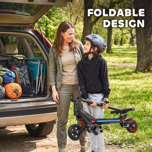 SPORTNOW Foldable Electric Scooter for Kids with Rechargeable Battery, Black