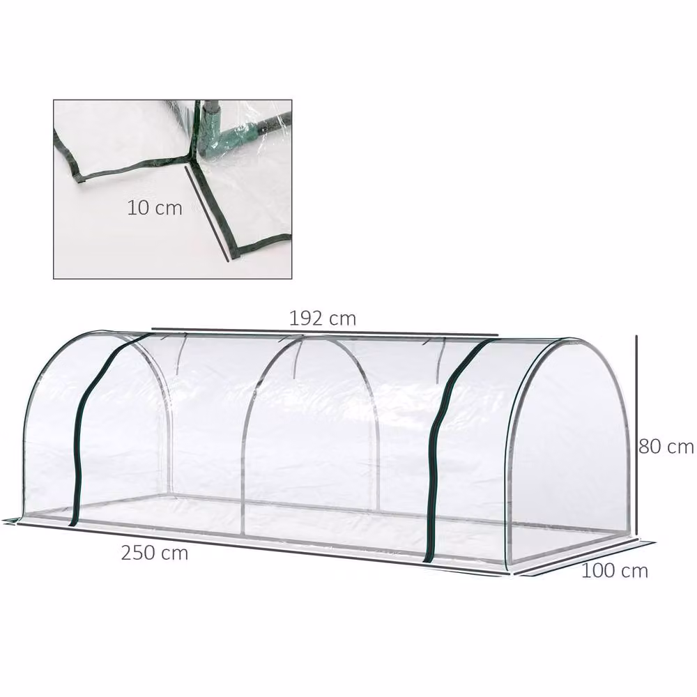 STILVORA Mini Greenhouse with Transparent Zipped Doors, W/D/H: 250 x 100 x 80 cm – 3
