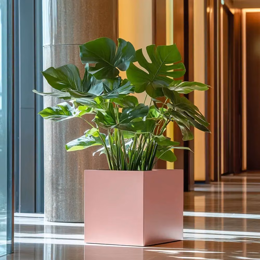 Access Garden Products Square Galvanised Steel Planter in Brushed Rose Gold Finish, 60 cm – 3