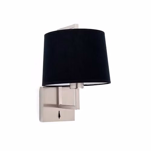 Netlighting Frame Wall Light with Black Fabric Shade and Nickel Finish, E27