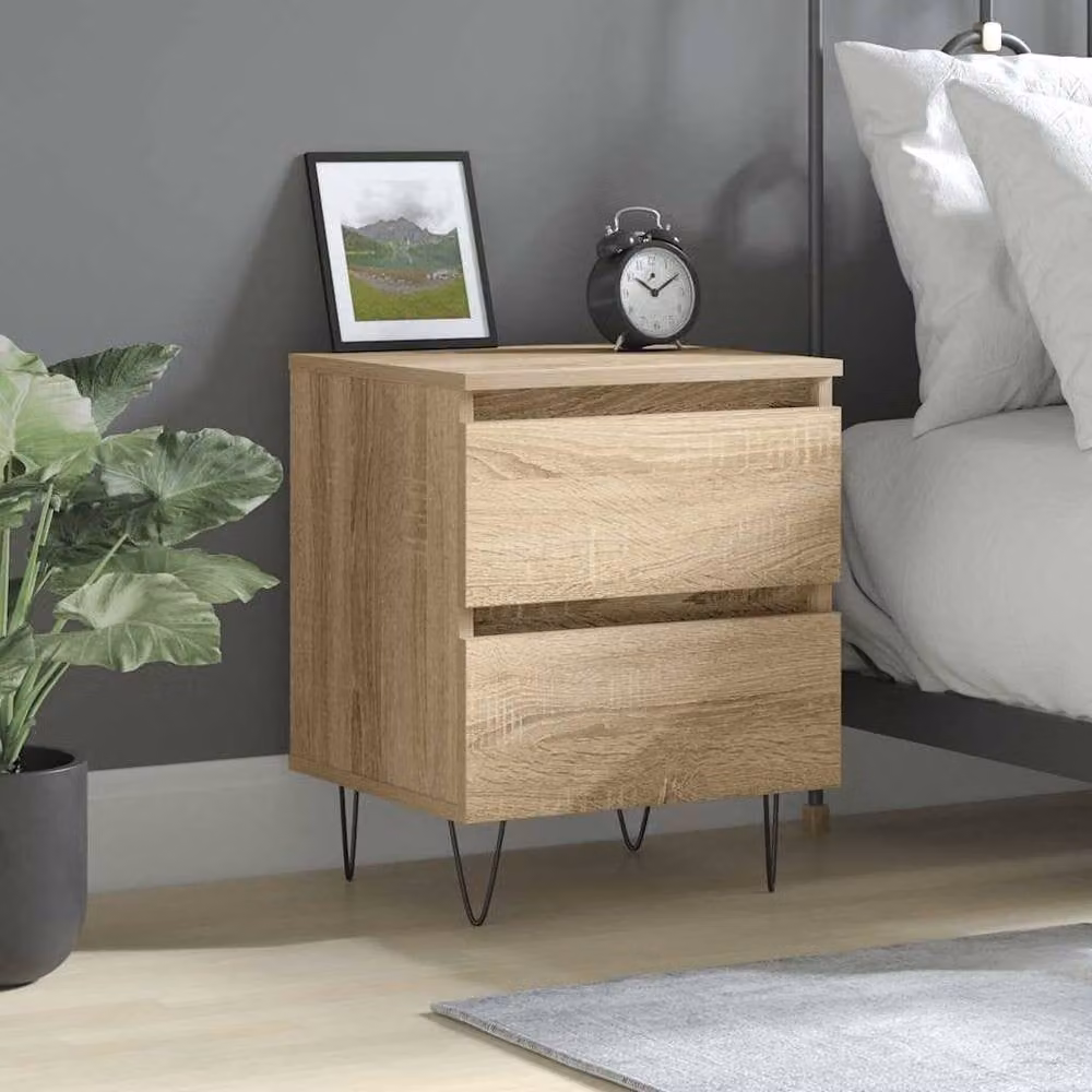 Berkfield Home Sonoma Oak Bedside Cabinet in Light Brown, W/D/H: 40 x 35 x 50 cm – 2