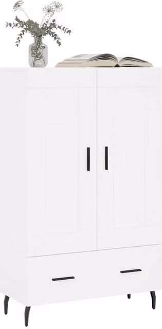 Berkfield Home White Modern Highboard with Hinged Doors and Internal Shelves, W/D/H: 69.5 x 31 x 115 cm