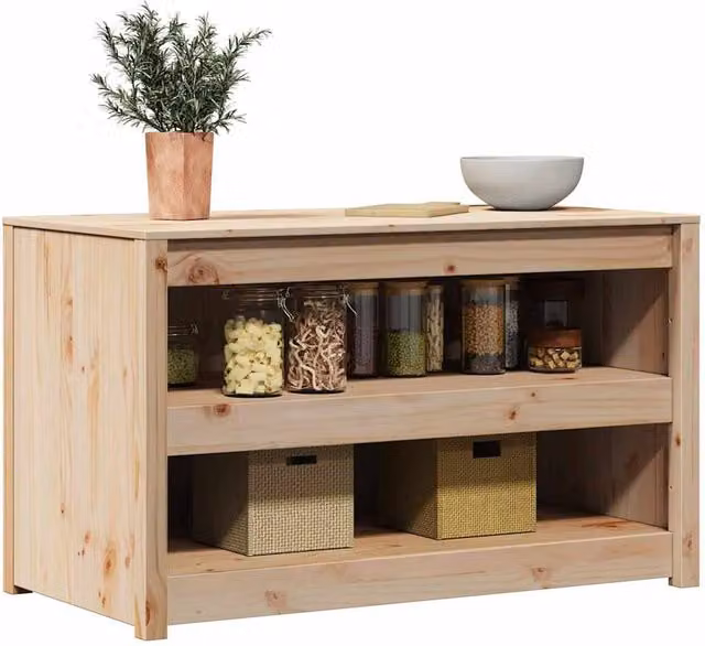 Berkfield Home Rustic Untreated Pinewood Kitchen Cabinet in Beige
