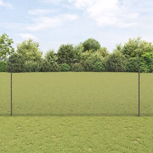 Berkfield Home Grey Steel Welded Wire Fence with 22 U-Profile In-Ground Posts, W: 25 m, H: 1.4 m – 1