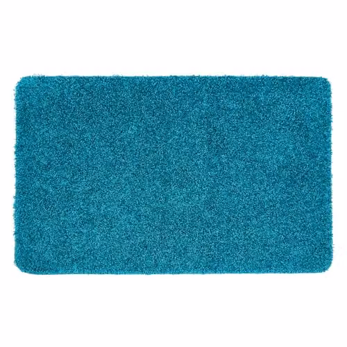My Mat Petrol Blue Non-Slip Washable Shaggy Rectangular Rug W: 60 cm, D: 100 cm