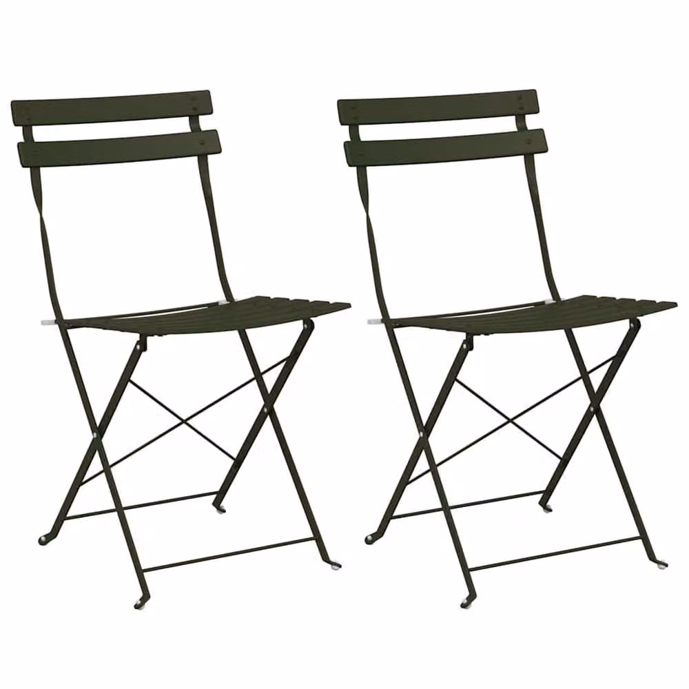 Berkfield Home Dark Green Metal Foldable Outdoor Patio Chair – 2