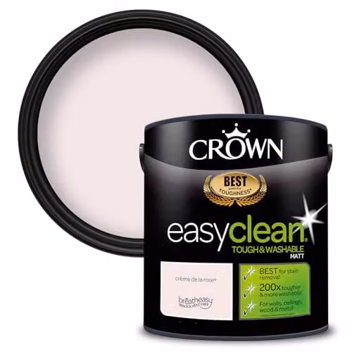 Crown EASYCLEAN Pink Matt Emulsion Wall Paint, 2.5L – 1