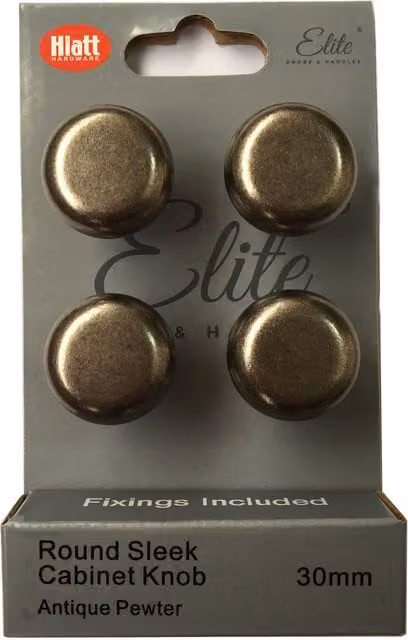 Elite Knobs & Handles Pack of 4 Matt Silver Grey Round Cabinet Knobs