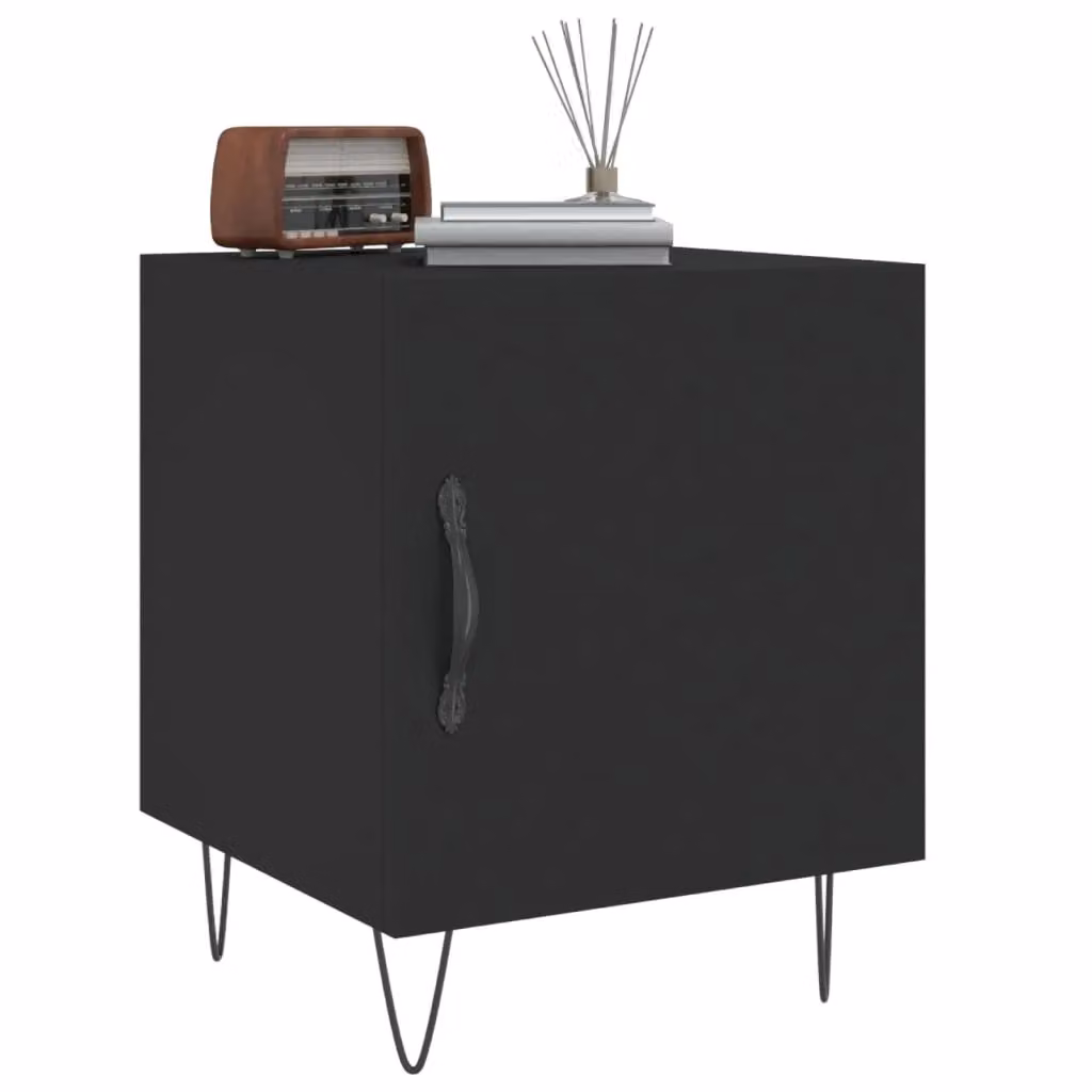 Berkfield Home Set of 2 Modern Black Bedside Cabinets in Engineered Wood, W/D/H: 40 x 40 x 50 cm – 2