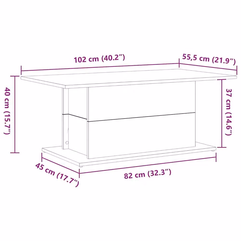 Berkfield Home Modern Black Oak Coffee Table, W/D/H: 102 x 55.5 x 40 cm – 5