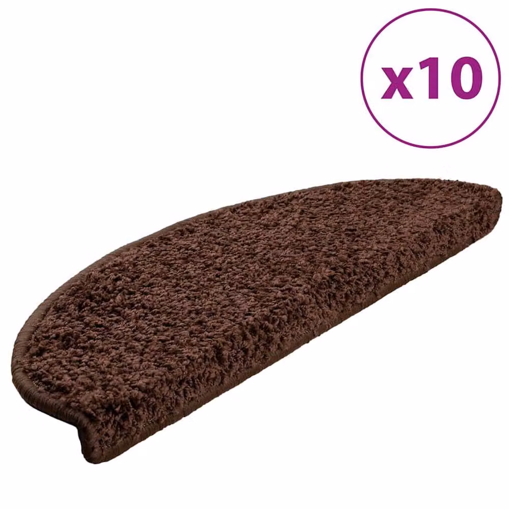 Berkfield Home Self-Adhesive Non-Slip Stair Mats, 10 Pack, Brown, W: 65 cm, D: 21 cm, H: 4 cm – 2