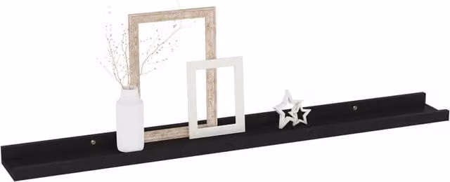 Berkfield Home Decorative Wall Shelves, 4 Piece Set in Black, W: 80 cm, D: 9 cm, H: 3 cm