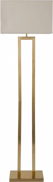 ValueLights Gloria Double Stem Metal Floor Lamp with Rectangular Fabric Shade in Gold/Brass