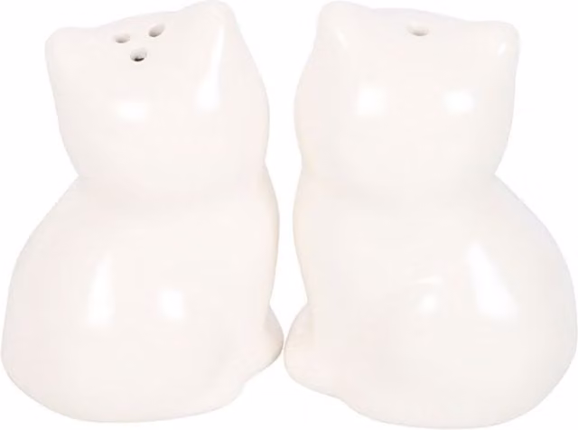 KDMK White Cat Shaped Ceramic Salt and Pepper Shakers
