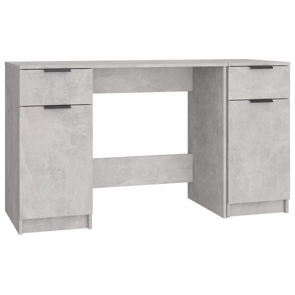 Berkfield Home Elegant Modern Desk with Side Cabinet in Concrete Grey Engineered Wood – 2