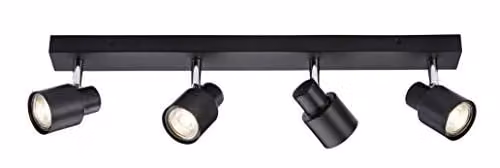 Netlighting Quad GU10 Bar Spotlight in Black, Adjustable and Dimmable, IP20