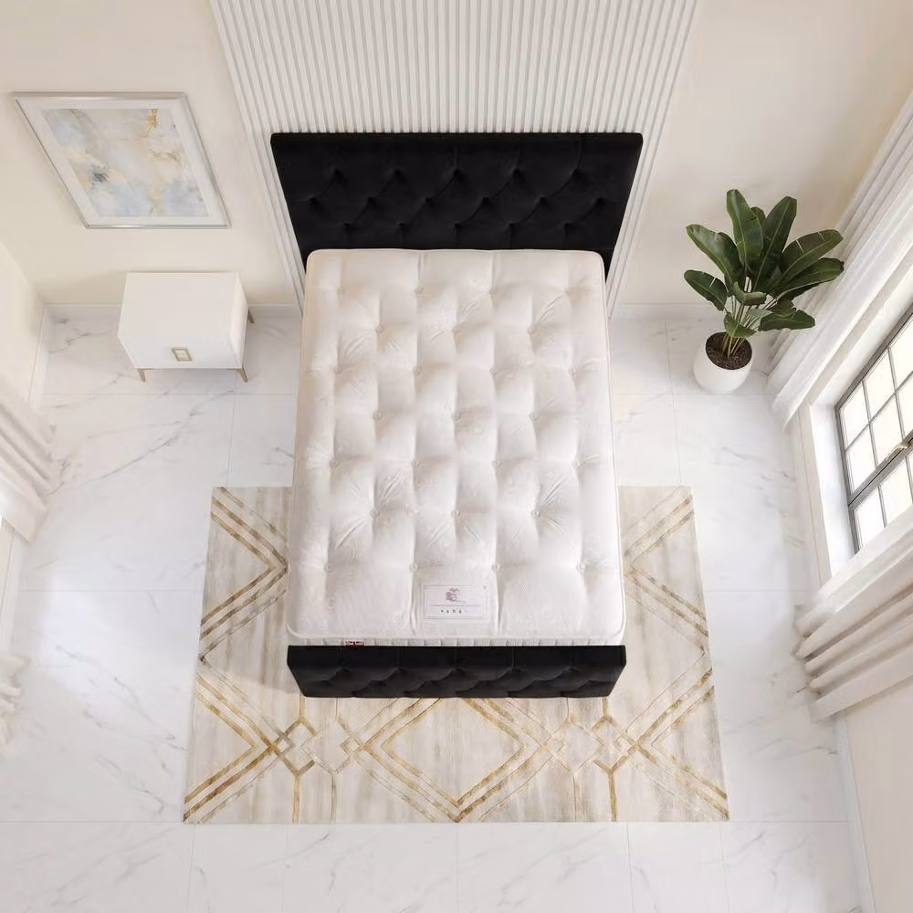 Somnior Ziggy Velvet Divan Bed in Black, Small Double, W/D/H: 120 x 200 cm – 3