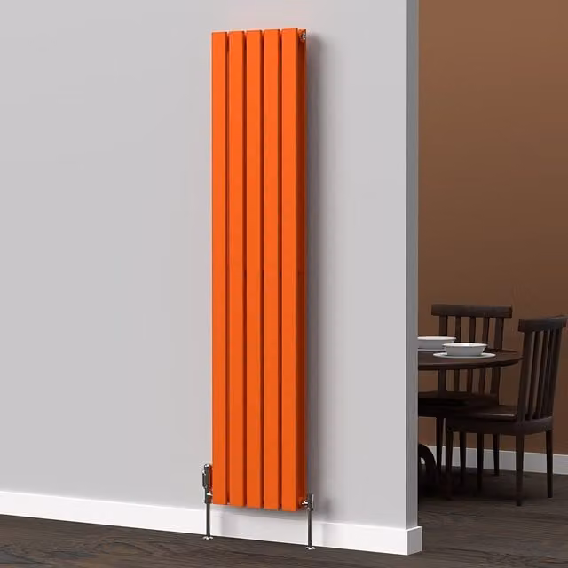 Lux Heat Flat Coloured Vertical Radiator in Sunburst Orange, H 160 cm x W 35 cm