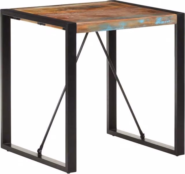 Berkfield Home Industrial Square Dining Table in Black Solid Reclaimed Wood W/D/H: 70 x 70 x 75 cm